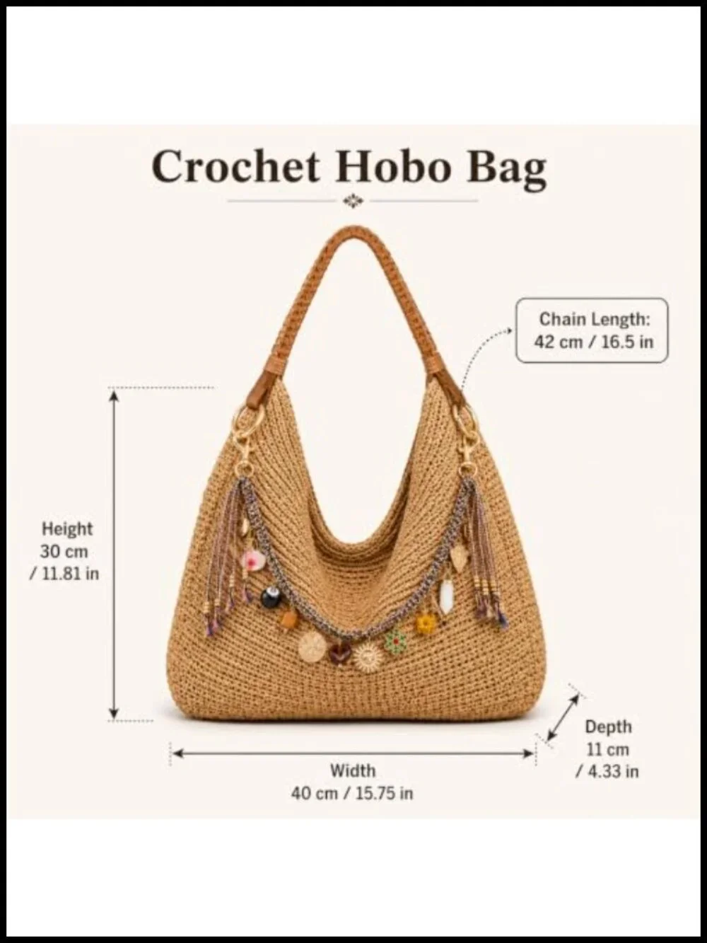 Boho Braided Cord Bag Charm Extender Chain with Lobster Clasps